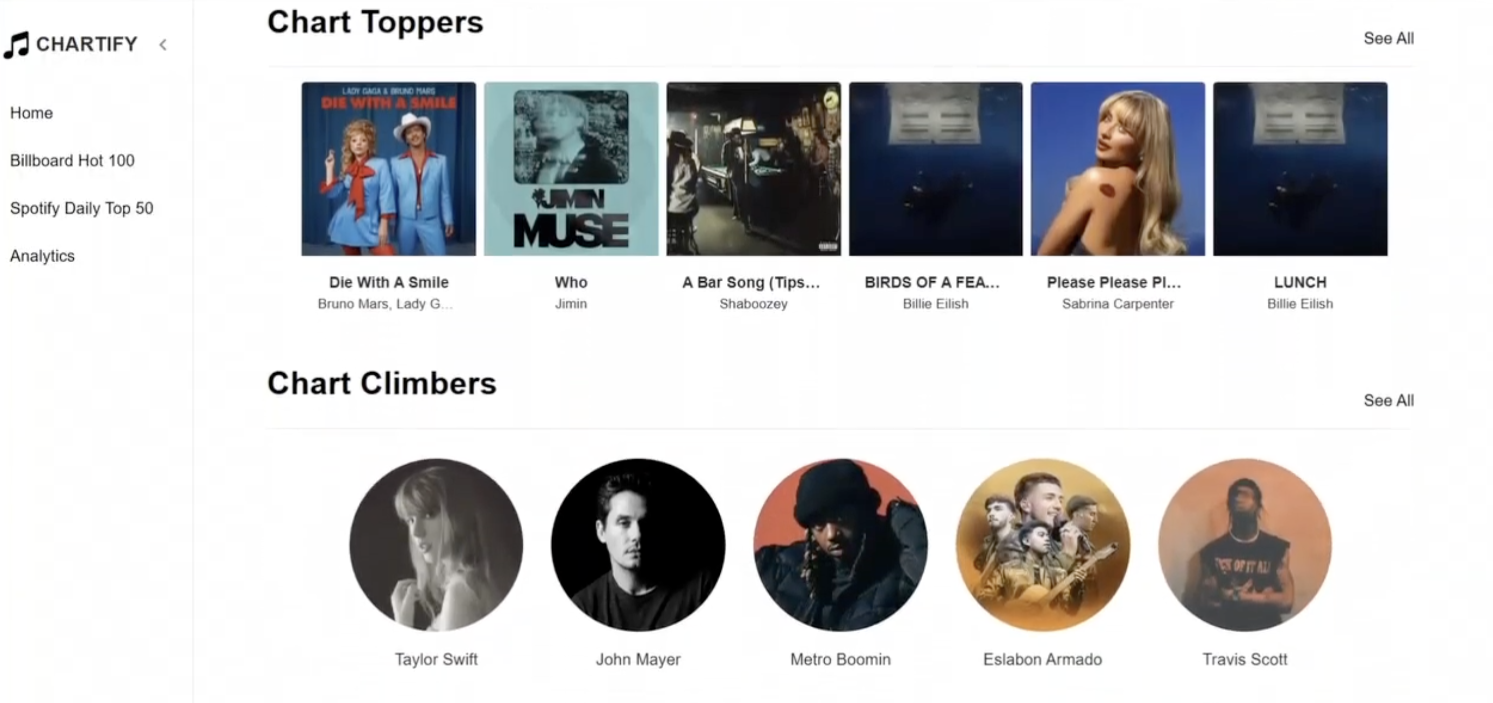 Music exploration web app frontend